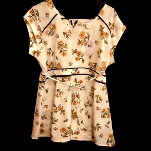 MOTHERHOOD MATERNITY Top Floral Zipper Piping Summer Sz L